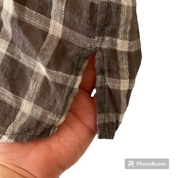 Lucky Brand Brown Plaid Button Down Boyfriend Top Blouse With Tie Back Size M - Picture 9 of 14
